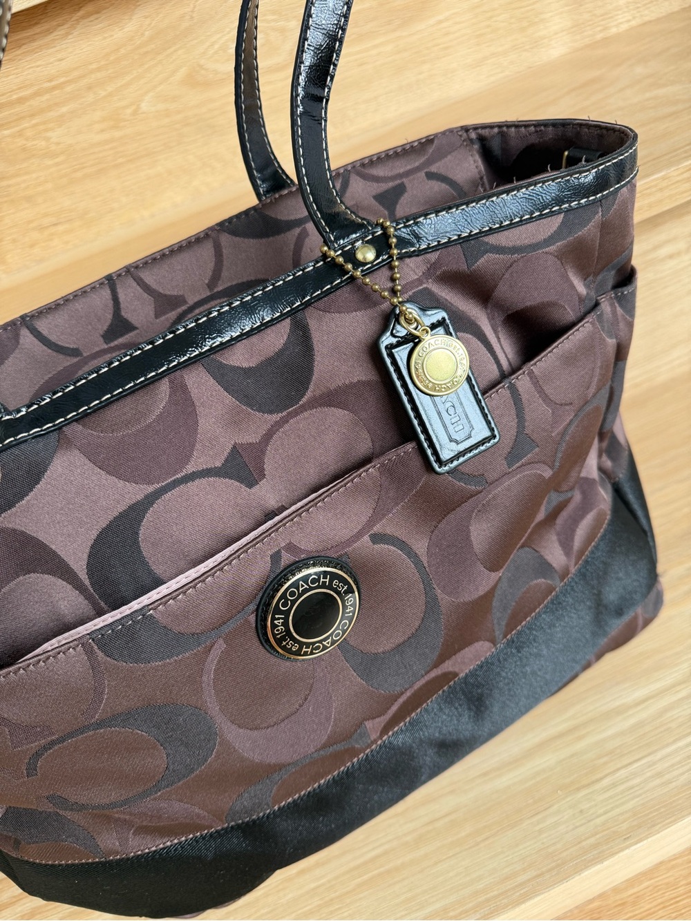 Authentic Coach Brown Signature Tote Bag - Picture 5 of 16